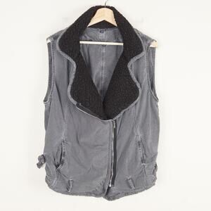NSF Washed Gray Oversized Utility Vest Sherpa Lined Womens Sz M